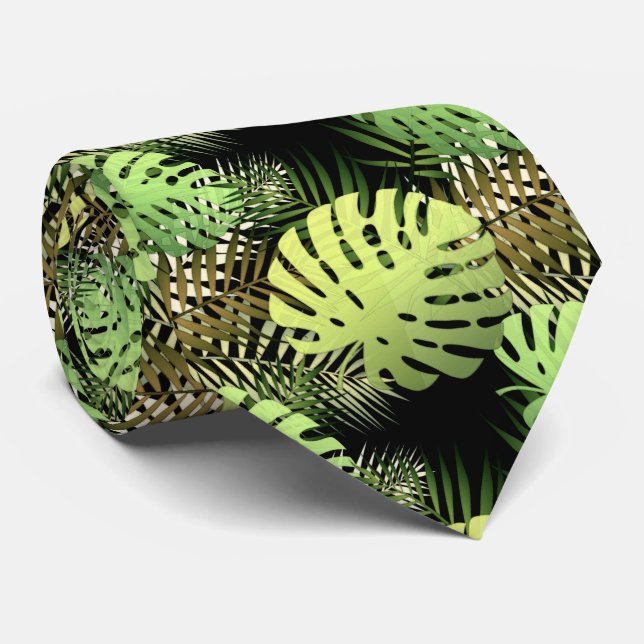 Monstera palm leaves tropical jungle tie (Rolled)