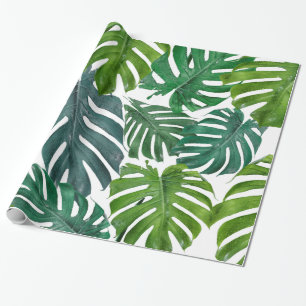 Monstera Palm Tropical Leaves Wrapping Paper