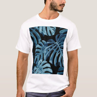 Monstera plant: blue leaves pattern. T-Shirt