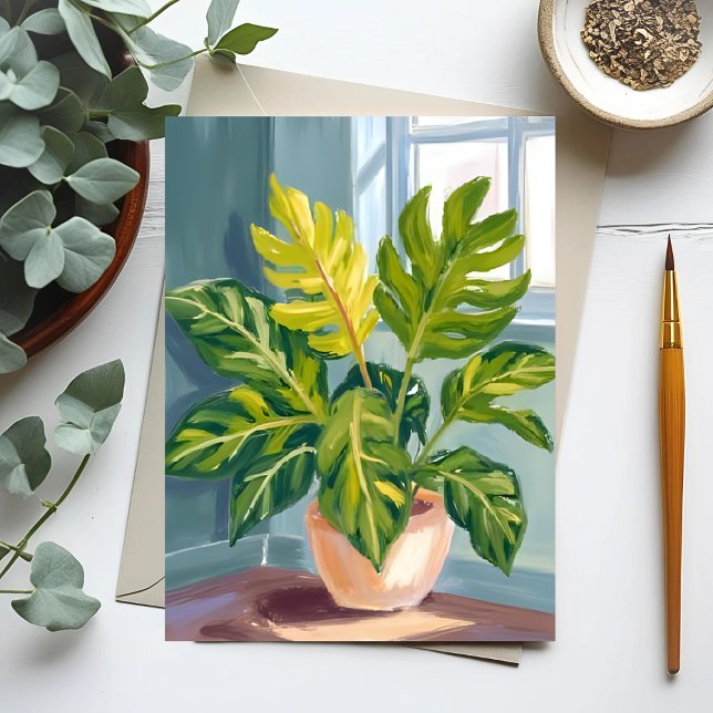 Monstera Plant | Green Botanical Watercolor Postcard (Creator Uploaded)