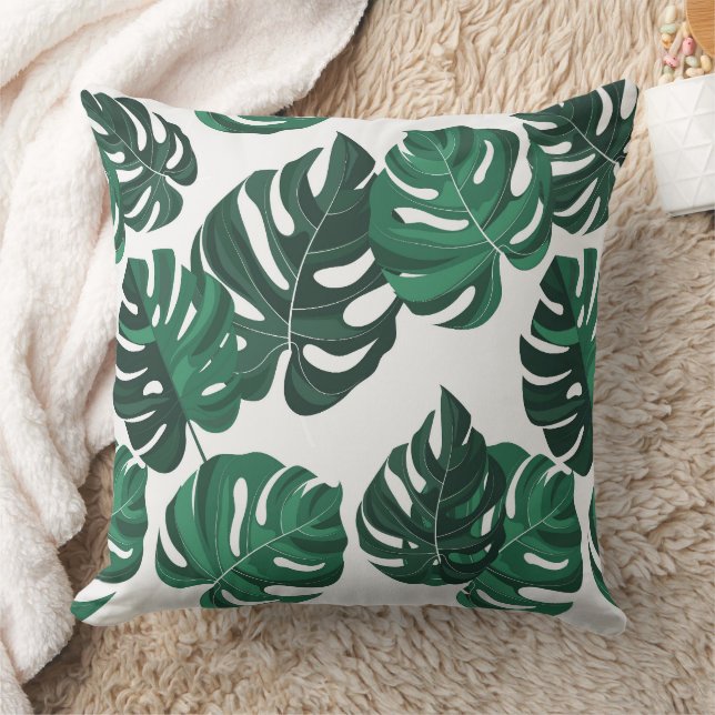 Monstera Plant Greenery Throw Toss Pillow (Blanket)