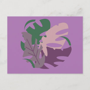 Monstera Plant Illustration Purple Greenery Postcard