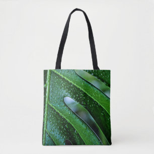 Monstera plant leaf green tote bag