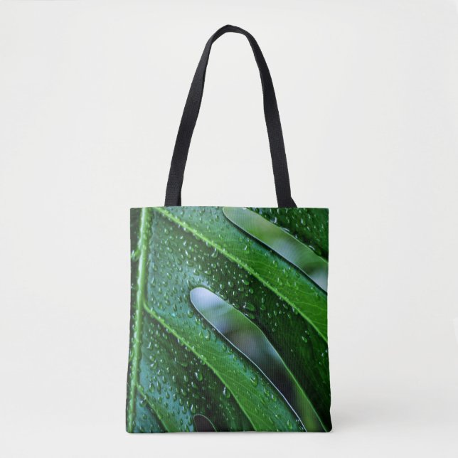 Monstera plant leaf green tote bag (Front)