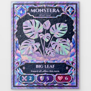 Monstera Plant, Rainbow Foil Art Jigsaw Puzzle