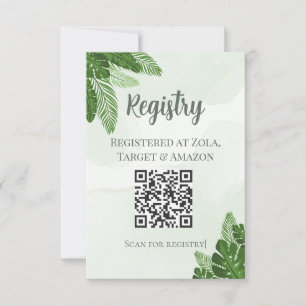 Monstera Registry Insert Card Tropical Greenery
