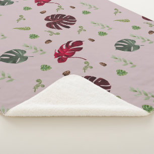 Monstera Seamless pattern design Sherpa Blanket