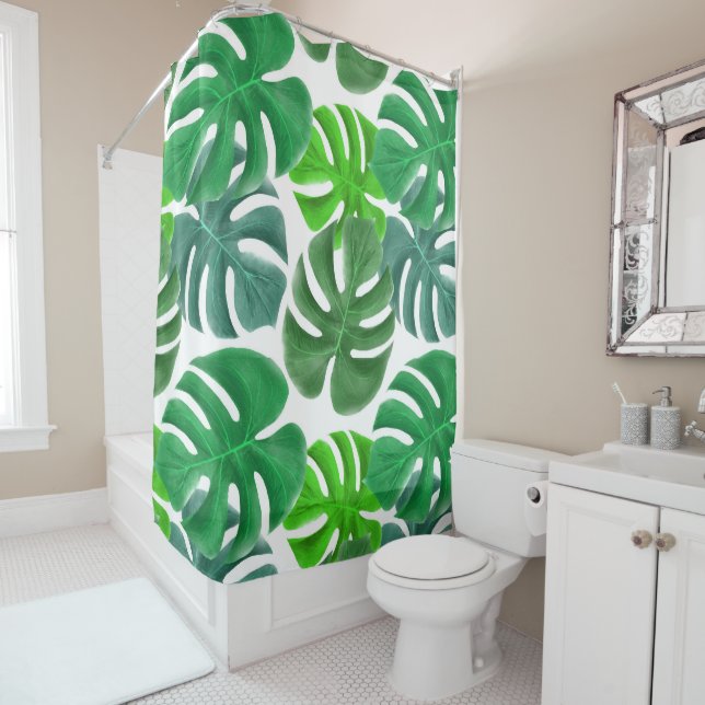 Monstera Shower Curtain (In Situ)