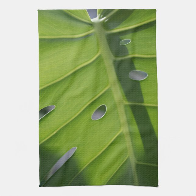 Monstera Swiss Cheese Plant Green Dish Tea Towel (Vertical)