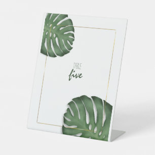 Monstera Table Card Pedestal Sign