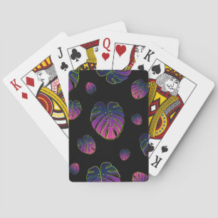 Monstera Tropical Leaf Illustration Pattern Playing Cards
