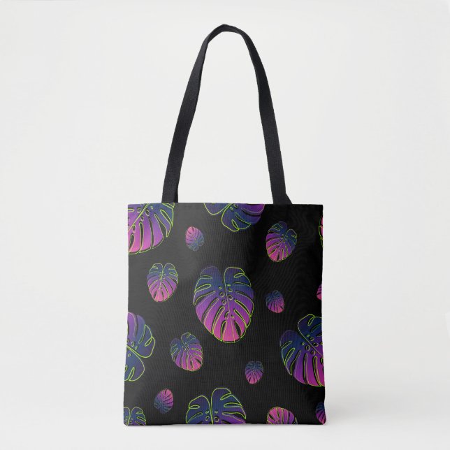 Monstera Tropical Leaf Illustration Pattern Tote Bag (Front)