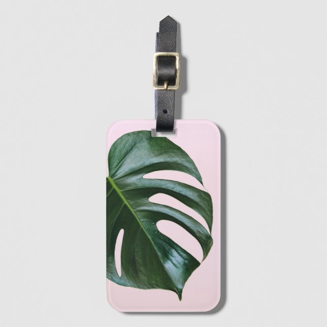 Monstera Tropical Leaf Luggage Tag (Front Vertical)