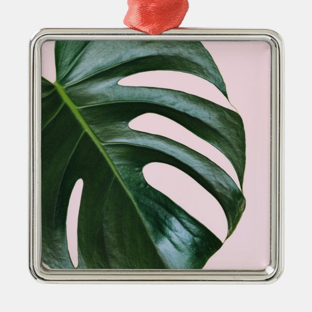 Monstera Tropical Leaf Metal Ornament (Front)