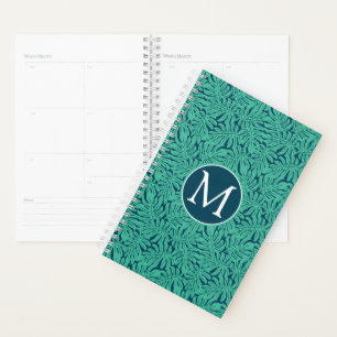 Monstera Tropical Leaf Pattern Monogram Planner