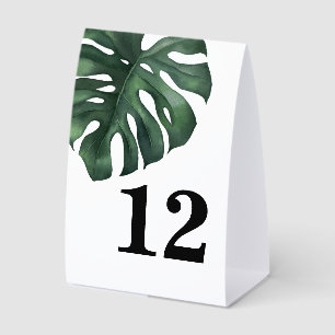 Monstera Tropical Leaf Wedding Table Number