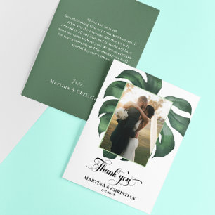Monstera Tropical Leaf Wedding  Thank You Card
