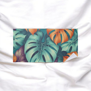 Monstera Tropical Watercolor Greenery Palm Leaves Beach Towel