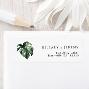Monstera Tropical Wedding Return Address Label