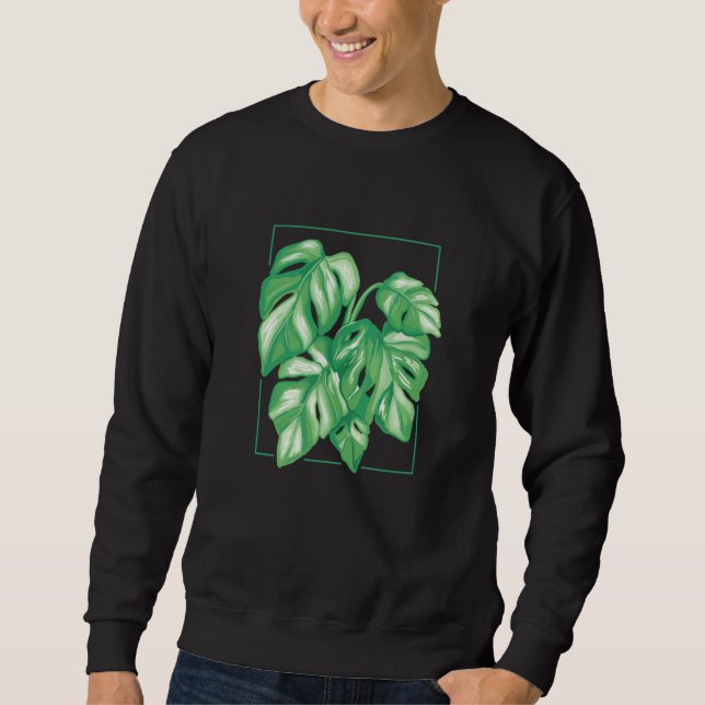 Monstera Variegata House Plant Ear Tropical Leaf Sweatshirt (Front)