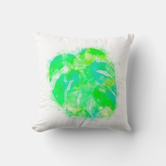 Monstera Watercolor  Cushion (Front)