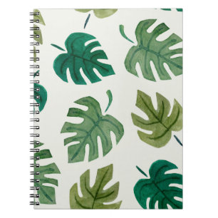 Monstera Watercolor: Green Seamless Texture. Notebook