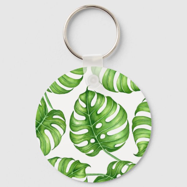 Monstera watercolor pattern key ring (Front)