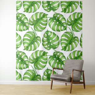 Monstera watercolor pattern tapestry