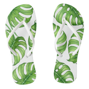 Monstera watercolor pattern thongs