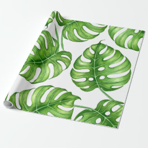 Monstera watercolor pattern wrapping paper