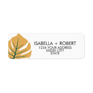 Monstera    Yellow   Modern tropical Wedding Return Address Label