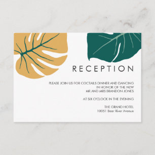 Monstera Yellow WEDDING Reception Enclosure Card