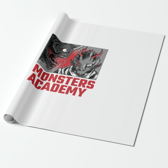 MONSTERS ACADEMY WRAPPING PAPER (Unrolled)
