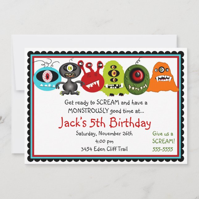 Monsters Birthday Invitation (Front)