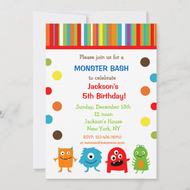 Monsters Birthday Invitations (Front)