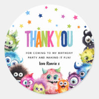 Monsters Birthday Party Thank You