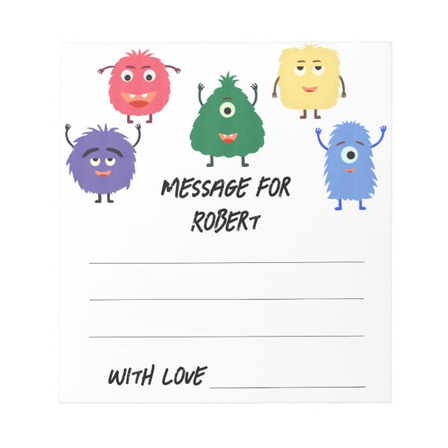 Monsters Birthday time capsule message Notepad (Front)