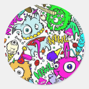 monsters classic round sticker