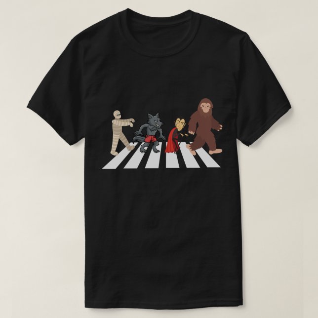 Monsters crossing Abbey Road T-Shirt (Design Front)