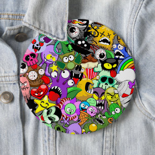 Monsters Cute Characters Halloween Pattern  6 Cm Round Badge