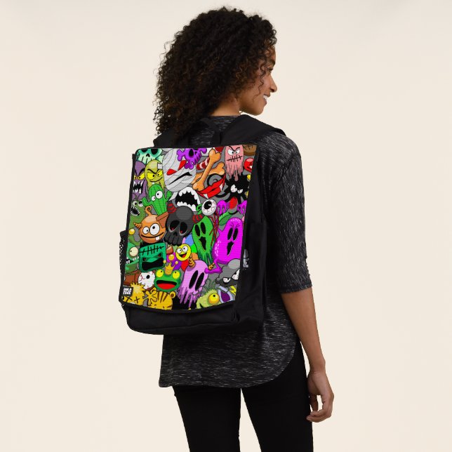 Monsters Cute Characters Halloween Pattern  Backpack (Worn)