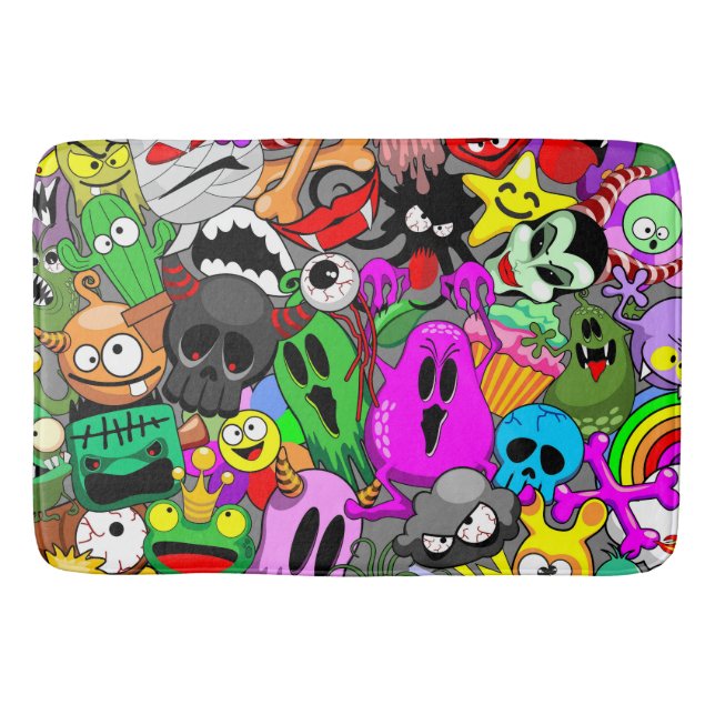 Monsters Cute Characters Halloween Pattern  Bath Mat (Front)