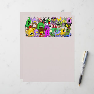 Monsters Cute Characters Halloween Pattern  Custom Letterhead