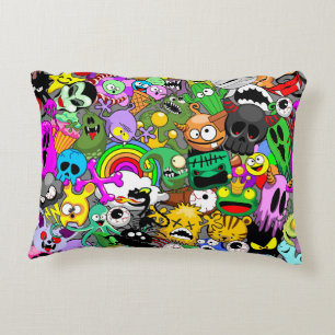 Monsters Cute Characters Halloween Pattern  Decorative Cushion