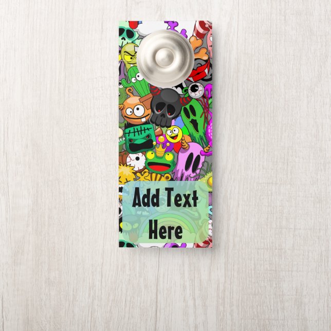 Monsters Cute Characters Halloween Pattern  Door Hanger (On Knob)