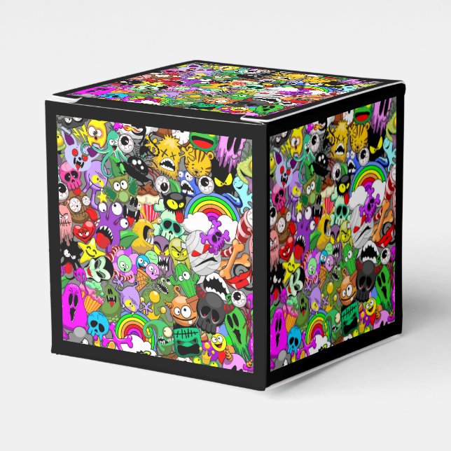 Monsters Cute Characters Halloween Pattern  Favour Box (Front Side)