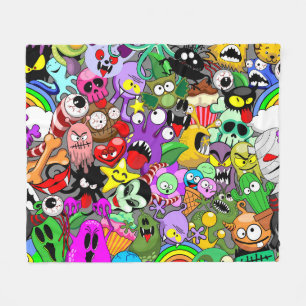 Monsters Cute Characters Halloween Pattern  Fleece Blanket