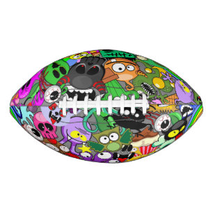 Monsters Cute Characters Halloween Pattern Football