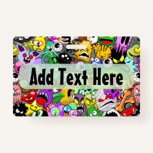 Monsters Cute Characters Halloween Pattern  ID Badge