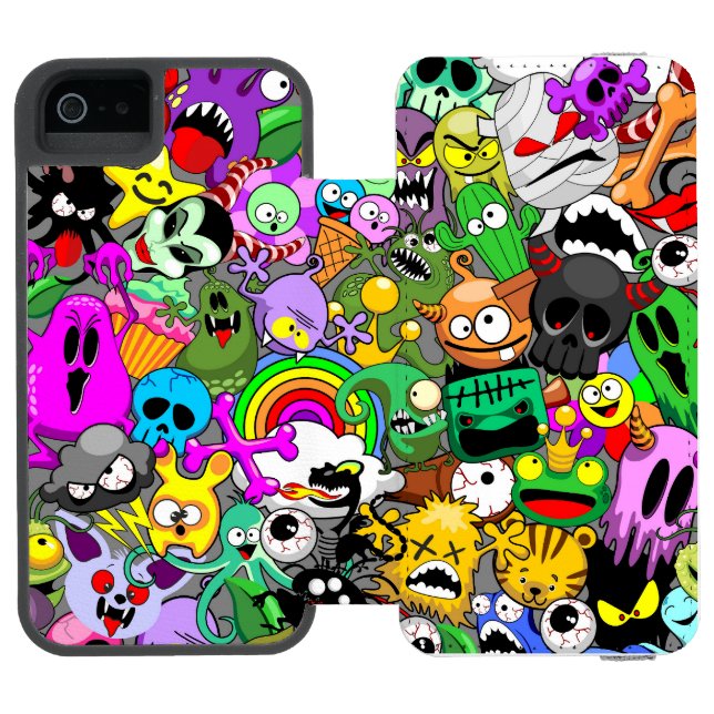 Monsters Cute Characters Halloween Pattern  Incipio iPhone Wallet Case (Folio Open)